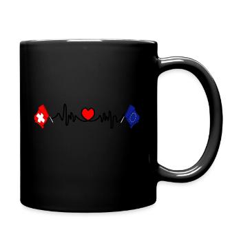 Cardio cardiaque avec drapeau suisse, drapeau européen - Mug uni - noir - Droite