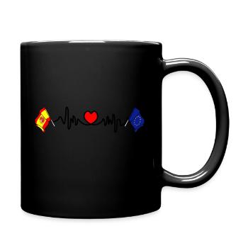 Cardio-Herz mit Flagge Spanien, Flagge Europa - Tasse einfarbig - Schwarz - Rechts