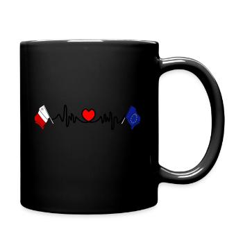Cardio Heart with Flag Malta, Europe - Full Colour Mug - black - Right