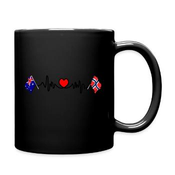 Cardio heart with Flag Australia, flag Norway - Full Colour Mug - black - Right
