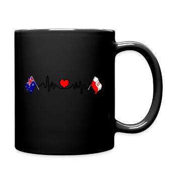 Cardio Heart with Flag Australia, Poland - Full Colour Mug - black - Right
