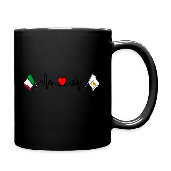 Cardio Heart with Flag Italy, Cyprus - Full Colour Mug - black - Right