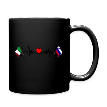 Cardio heart with Flag Italy, Slovenia - Full Colour Mug - black - Right