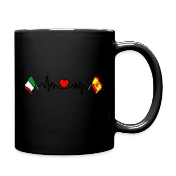 Cardio Heart with Flag Italy, Spain - Full Colour Mug - black - Right