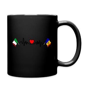 Cardio heart with Flag Italy, Moldova - Full Colour Mug - black - Right