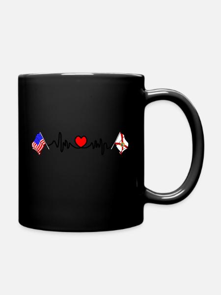 Cardio hartje met Vlag USA en vlag Florida - Enfärgad mugg - svart