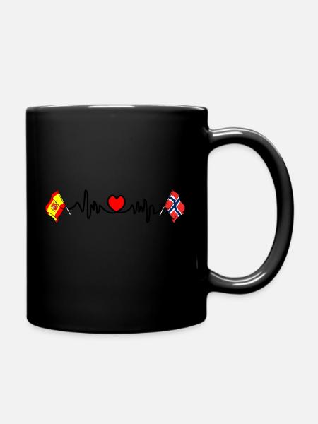 Cardio Heart con Bandera España, Noruega - Taza monocolor - negro