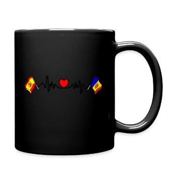 Cardio heart with Flag Spain, Moldova - Full Colour Mug - black - Right