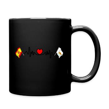 Cardio heart with Flag Spain, Cyprus - Full Colour Mug - black - Right