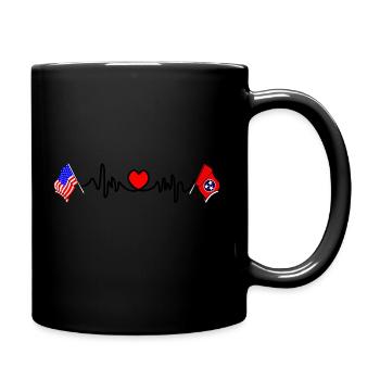 Cardio-Herz mit USA-Flagge und Tennessee-Flagge - Tasse einfarbig - Schwarz - Rechts