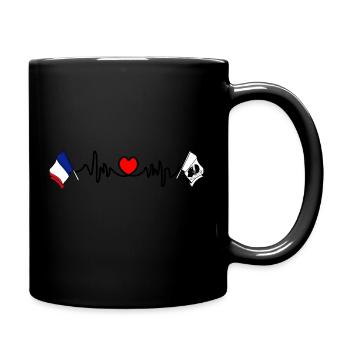 Cardio Herz Flagge Frankreich, Flagge Korsika - Tasse einfarbig - Schwarz - Rechts