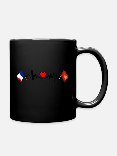 Cardio Herz Flagge Frankreich, Aquitaine - Tasse einfarbig - Schwarz