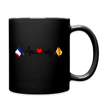 Cardio-Herz mit Flagge Frankreich, Lothringen - Tasse einfarbig - Schwarz - Rechts
