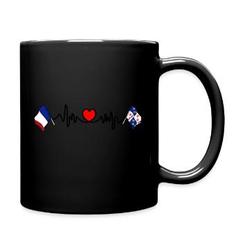 Cardio-Herz mit Flagge Frankreich, Picardie - Tasse einfarbig - Schwarz - Rechts
