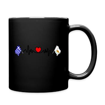 Cardio Heart Flag Greece, Cyprus - Full Colour Mug - black - Right