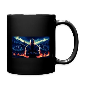Urzeitlicher Krieger - Tasse einfarbig - Schwarz - Rechts