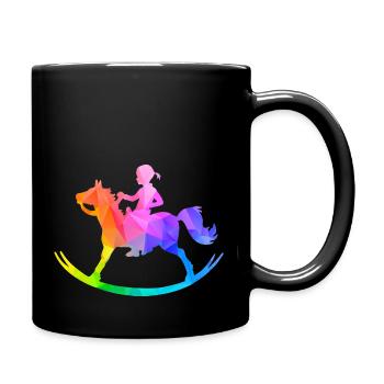 Mädchen auf Schaukelpferd Polygonhorses - Tasse einfarbig - Schwarz - Rechts