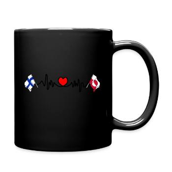 Cardio heart Flag Finland, flag Greenland - Full Colour Mug - black - Right
