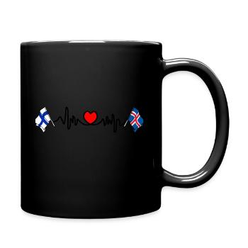 Cardio heart Flag Finland, flag Iceland - Full Colour Mug - black - Right