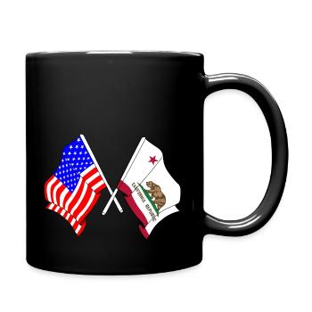 Drapeau des États-Unis et de l’État de Californie franchi - Mug uni - noir - Droite