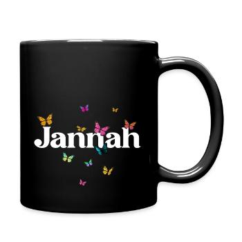 JANNAH - Beautiful girl name with butterflies - Full Colour Mug - black - Right