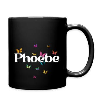 PHOEBE - Schöner Mädchen Name mit Schmetterlingen - Tasse einfarbig - Schwarz - Rechts