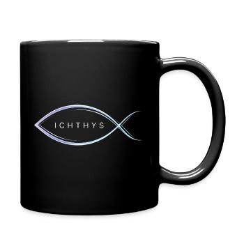 Ichthys - Fischmotiv mit eleganter Linienführung - Tasse einfarbig - Schwarz - Rechts
