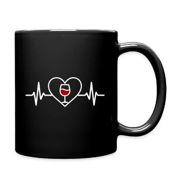 Rotwein Herz - Tasse einfarbig - Schwarz - Rechts