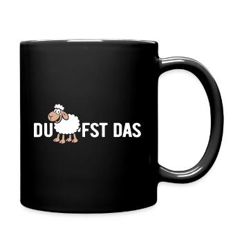 Du SCHAFfst das - Wortspiel mit Schaf - Tasse einfarbig - Schwarz - Rechts
