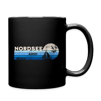 North Sea Sailboat and Seagulls - Full Colour Mug - black - Right