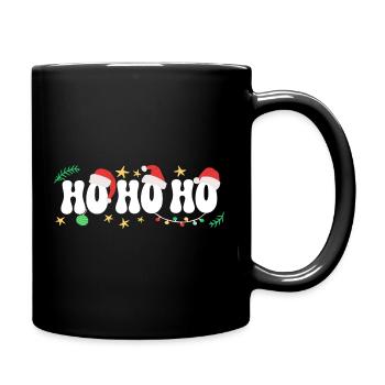 HO HO HO - 3 Funny Santa Hats - Full Colour Mug - black - Right