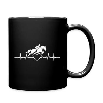 Riding Horse Rider ECG Heartbeat Pulse Heart - Full Colour Mug - black - Right