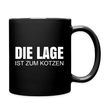 Die Lage ist zum kotzen - Tasse einfarbig - Schwarz - Rechts