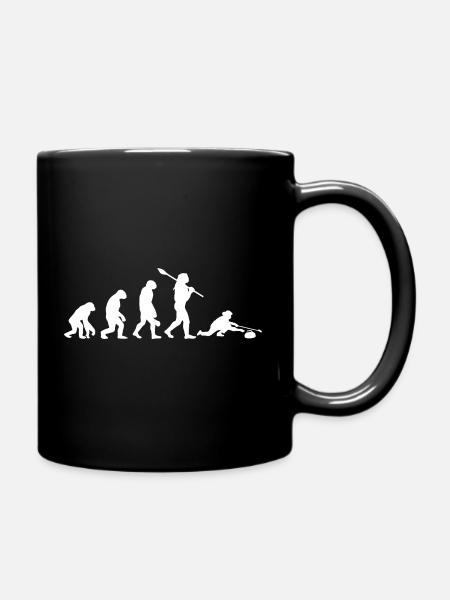 Evolution Of Curling Funny Winter Sports Art - Full Colour Mug - black