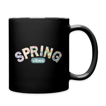 Flower Letters / Farbenfrohes Blumendesign - Tasse einfarbig - Schwarz - Rechts