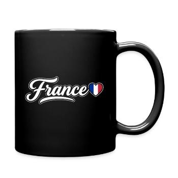 Frankreich-Drehbuch mit Flaggenherz-Fan Patriotisch - Tasse einfarbig - Schwarz - Rechts