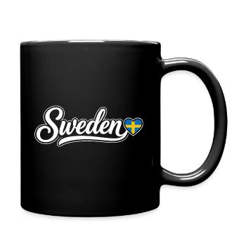Sweden Script with Flag Heart Fan Patriotic - Full Colour Mug - black - Right