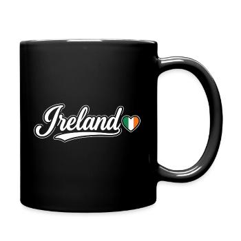 Ireland Script with Flag Heart Fan Patriotic - Full Colour Mug - black - Right