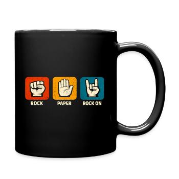 Rock Paper Rock On Metal Music Band Musicians - Full Colour Mug - black - Right