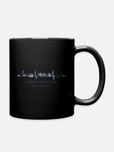 Griechischer Skyline-Herzschlag - Tasse einfarbig - Schwarz
