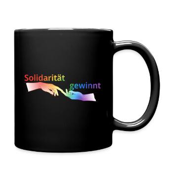 Solidarität gewinnt Pride T-Shirt Regenbogen - Tasse einfarbig - Schwarz - Rechts