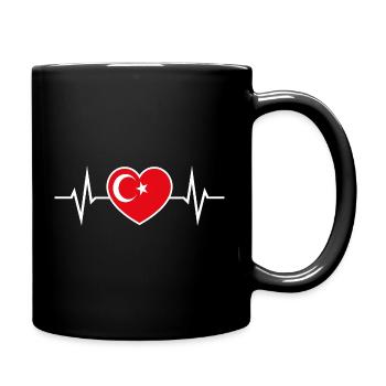 Turkey Heartbeat ECG Heart Flag Love - Full Colour Mug - black - Right