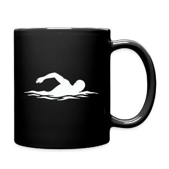 Schwimmer-Silhouette im Wasser - Tasse einfarbig - Schwarz - Rechts