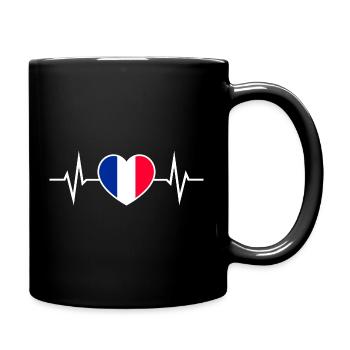 France Heartbeat ECG Love Heart France Fan - Mug uni - noir - Droite