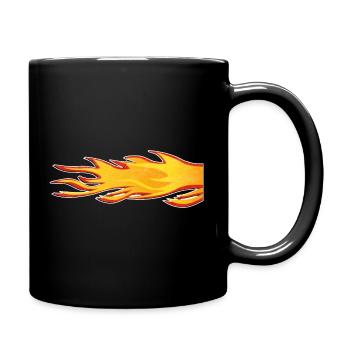 Gaz d’échappement de la queue brûlant par la flamme - Mug uni - noir - Droite