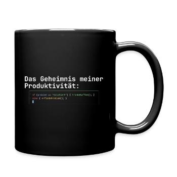 Programmierer Kaffee Geheimnis der Produktivität - Tasse einfarbig - Schwarz - Rechts