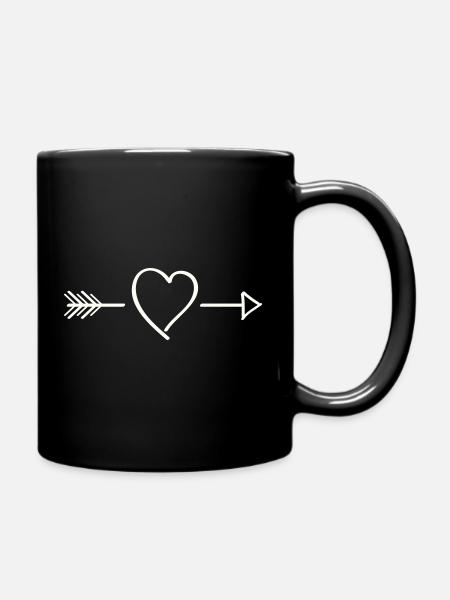 Herzpfeil Linienkunst - Tasse einfarbig - Schwarz