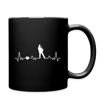 Saxophone Heartbeat avec saxophoniste pour musiciens - Mug uni - noir - Droite