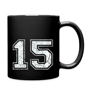 15 in white in the used look - Full Colour Mug - black - Right