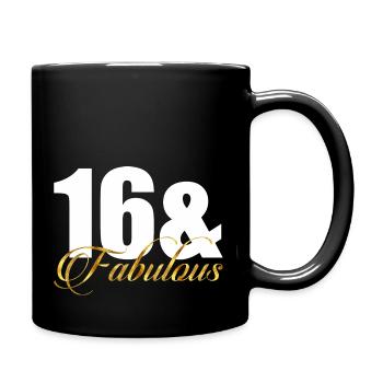 16 und fabelhaft - Tasse einfarbig - Schwarz - Rechts